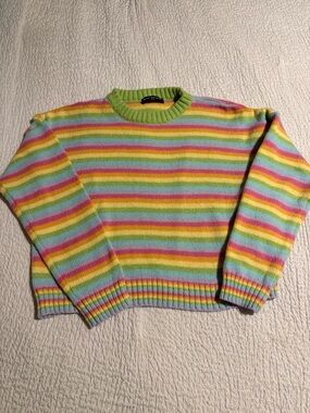 Over Kleshas Cozy Pastel Striped Crewneck Sweater - Multi
